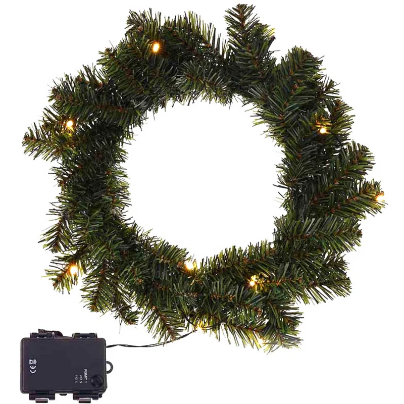 Cheqo® Kerstkrans met LED Verlichting - Krans - Kerstdecoratie - Kerstmis - Met Timer Functie - ø35 cm