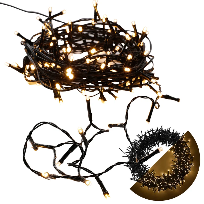 Cheqo® Kerstboomverlichting - Micro Clusterverlichting - Kerstlampjes - Led Verlichting - Kerstverlichting voor Binnen en Buiten - 400 LED - 8 Meter - Warm Wit