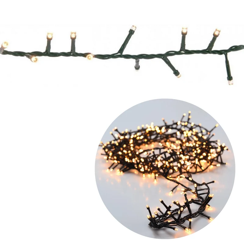 Cheqo® Kerstboomverlichting - Micro Clusterverlichting - Kerstlampjes - Led Verlichting - Kerstverlichting voor Binnen en Buiten - 1800 LED's - 36 Meter - Warm Wit