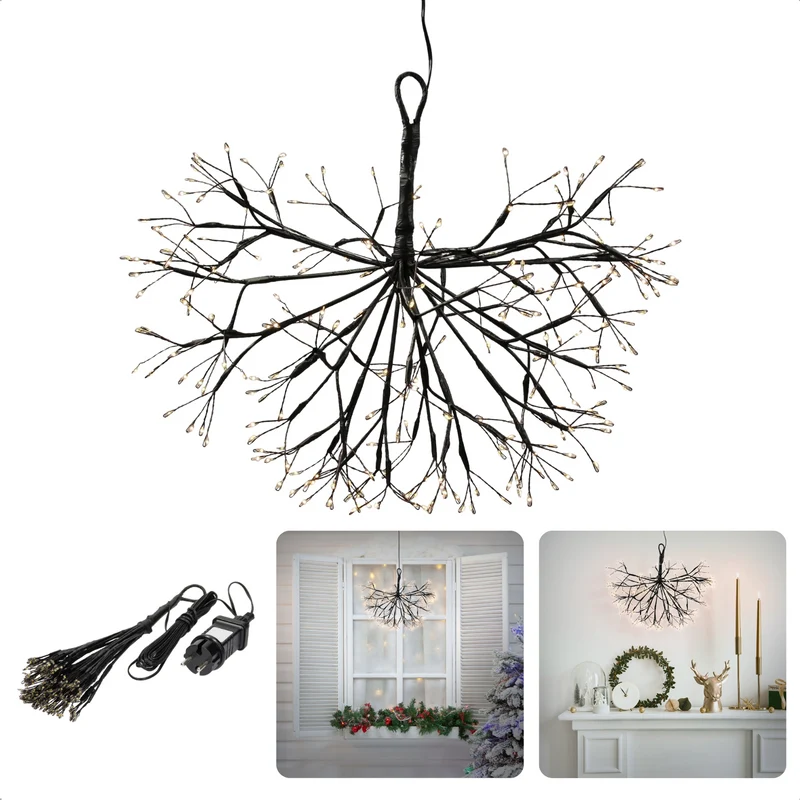Cheqo® Kerstverlichting - LED Kersttak Ø 35cm - 240 Warm Witte LED's - Flexibel - IP44 - 3.6W - Binnen & Buiten