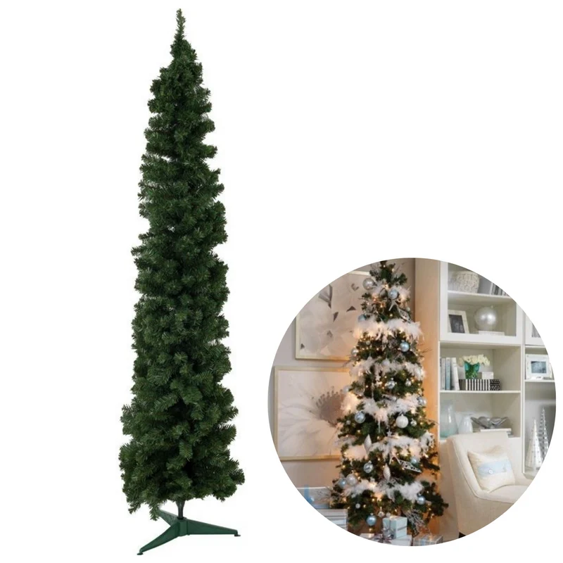 Cheqo® Luxe Kunst Kerstboom - Smalle Kunstkerstboom - Kerstdecoratie - ø75cm - 403 Takjes - 180 cm