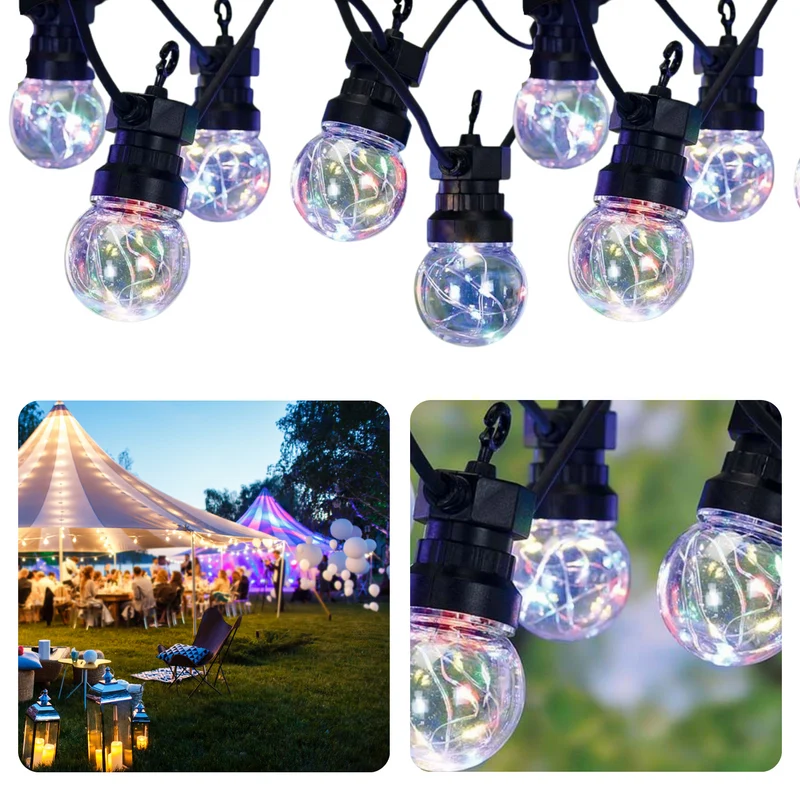 Cheqo® Lichtsnoer - Fairy Lights - Lichtslinger voor Binnen en Buiten - Kerst Verlichting - Tuinverlichting - Feestverlichting - Partyverlichting - 50 LED Bolletjes - ø5cm - Multicolor - 7.5 Meter