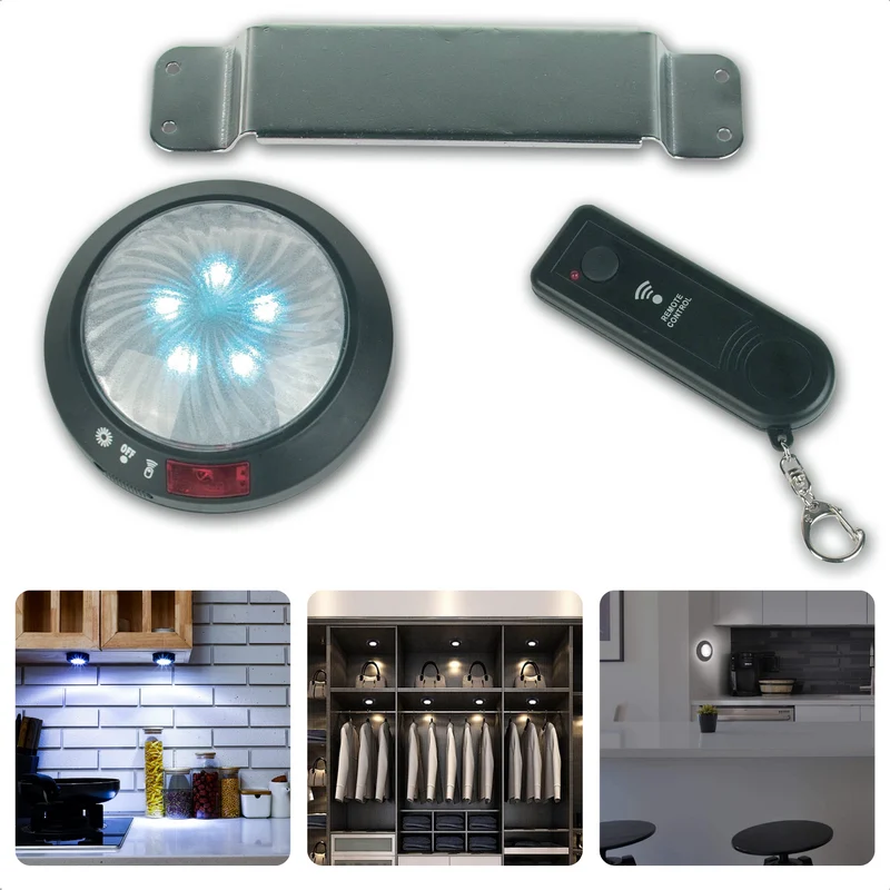 Cheqo® 5 Draadloze Lampen met Afstandsbediening - Magnetische Bodem - Bevestigingsbeugel - Inclusief 6 AAA Batterijen - Perfect voor In en Om het Huis - Op de Camping en Onderweg