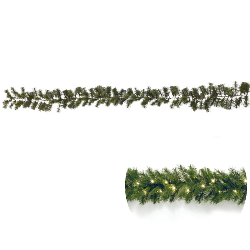 Cheqo® XL Guirlande met Kerstverlichting - Kerstlampjes - Kerstslinger - Warm Wit - 270cm - 150 takjes - 50 LED - Met Timer Functie