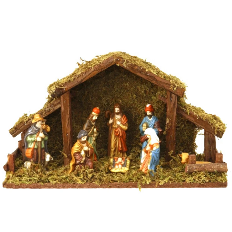 Cheqo® Kerststal met 8 Figuren - Kersttafereel - Kerstdorp - 39 x 14 x H22.5cm