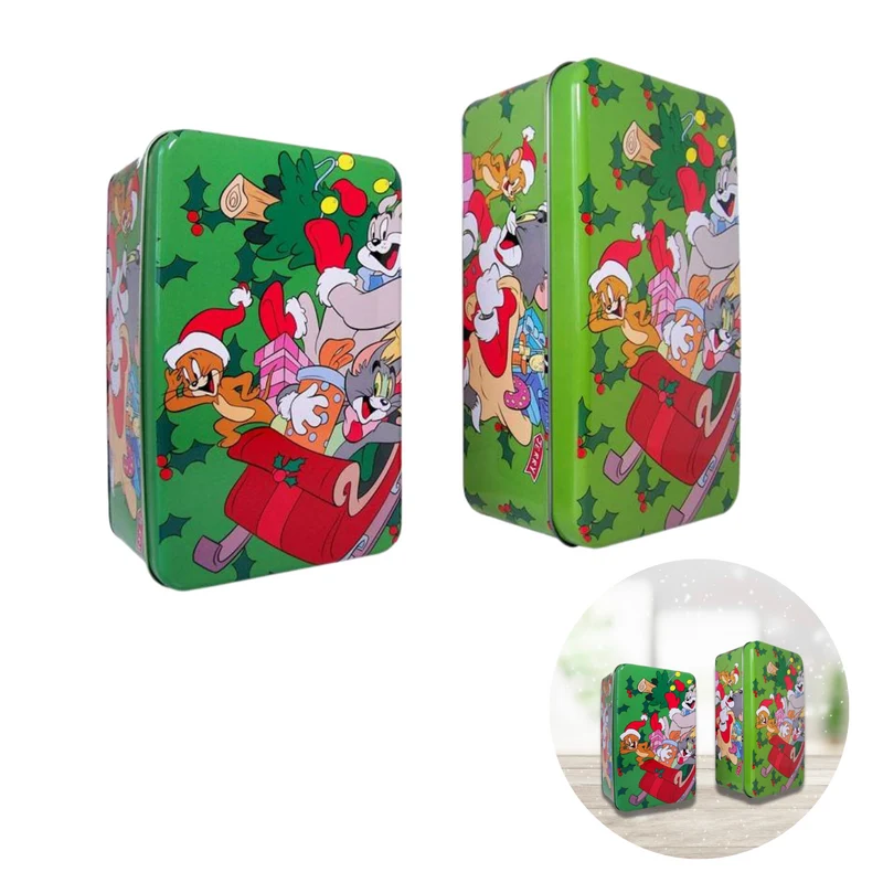 Cheqo® Tom & Jerry Kerstblikken - Voorraadbus - Voorraadpotten - Koektrommel - Kerstdecoratie - Tom en Jerry - 2 stuks