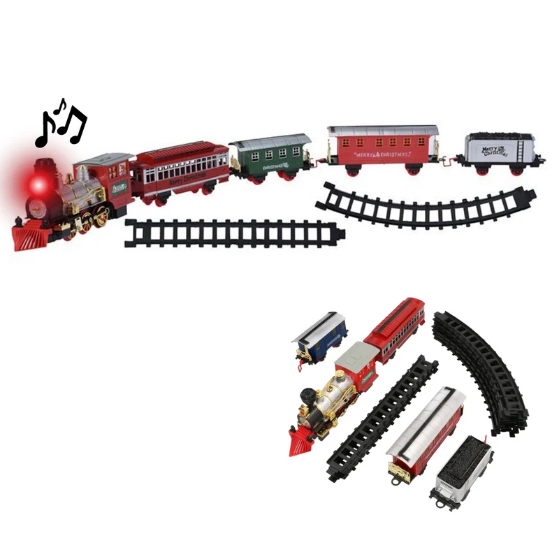 Cheqo® Kersttrein met Licht en Geluid - Kerstdecoratie - Treinset - Trein - 22 delig