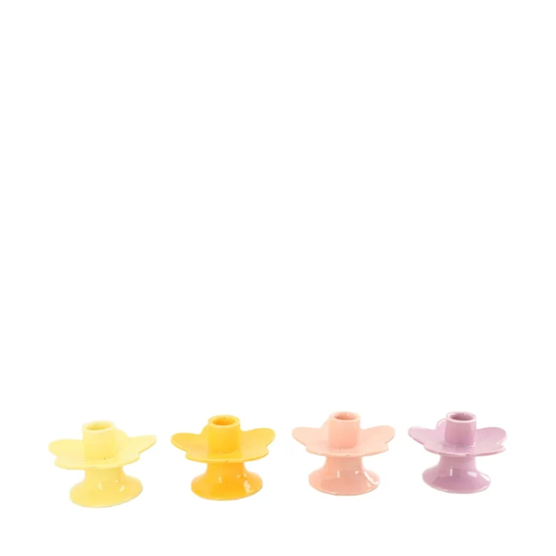 Candle holder flower porcelain 11x11x7.5cm 4 Mixed