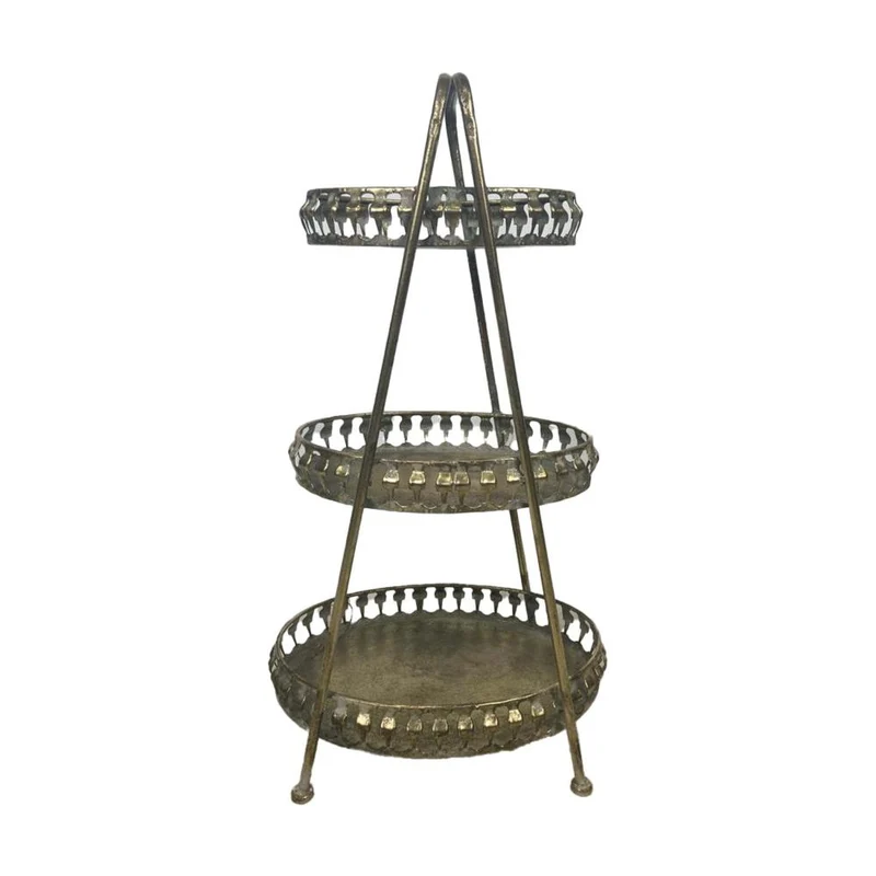 Etagiere metal 39x28x69cm Antique gold grey-wash