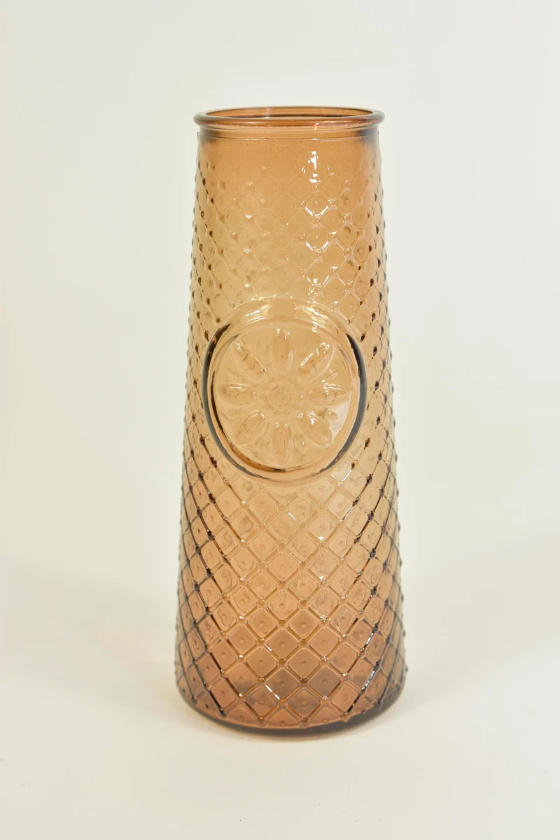 Fles Mandala Amber recycleglas D6,5 H16cm