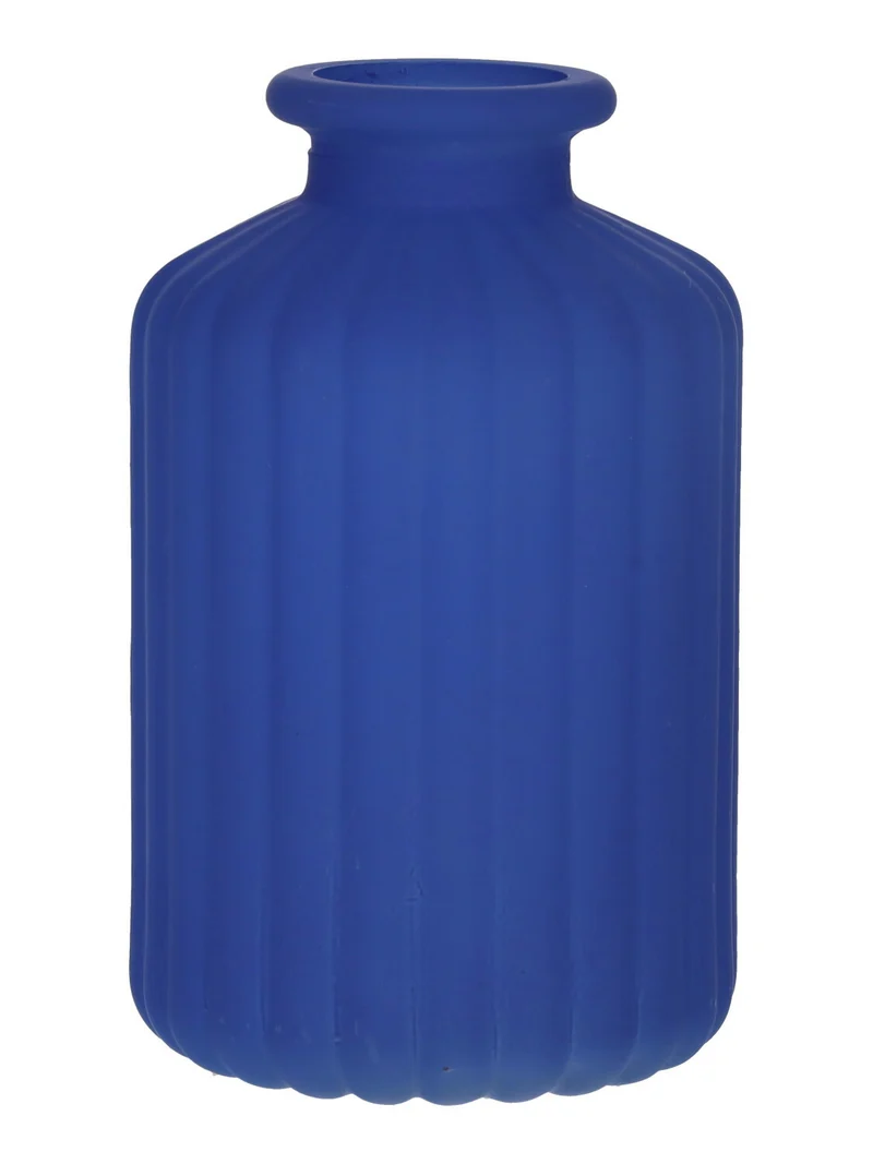 Glass bottle Caro lines d3.5/6.2xh10 cobalt blue matt