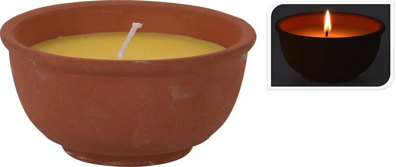 CITRONELLA KAARS IN TERRACOTTA SCHAAL D13 H6,5CM