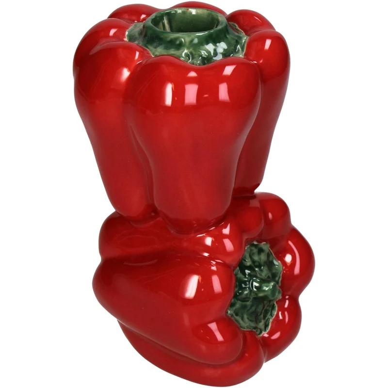 Candle Stick Bell Pepper Fine Earthenware Red 9x8.6x14.4cm