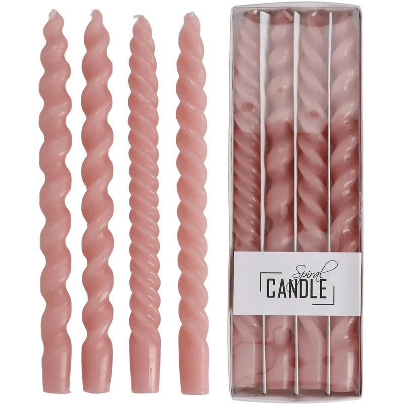 Drip Dinner Candle Spiral Wax Peach 10.2x2.7x31cm BOX/4