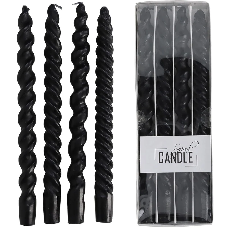 Drip Dinner Candle Spiral Wax Black 10.2x2.7x31cm BOX/4