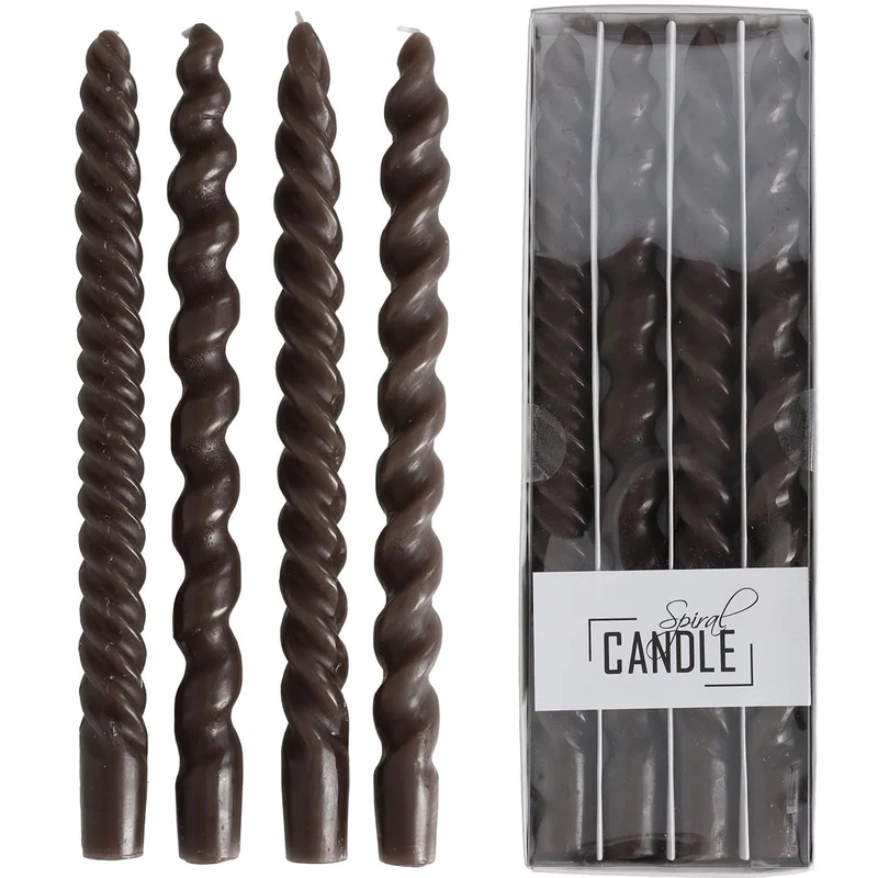 Drip Dinner Candle Spiral Wax Brown 10.2x2.7x31cm BOX/4