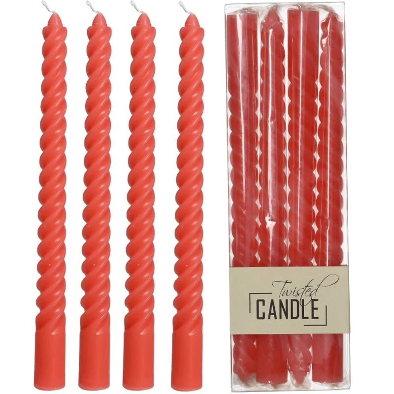 Candle Twisted Wax Peach 7.8x2.5x26cm BOX/4