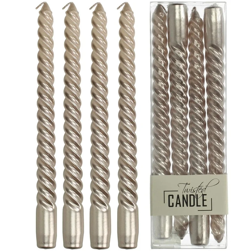 Candle Twisted Wax Champagne 7.8x2.5x26cm BOX/4