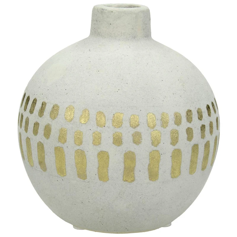 Candle Stick Fine Earthenware Beige 12.5x12.5x13.5cm