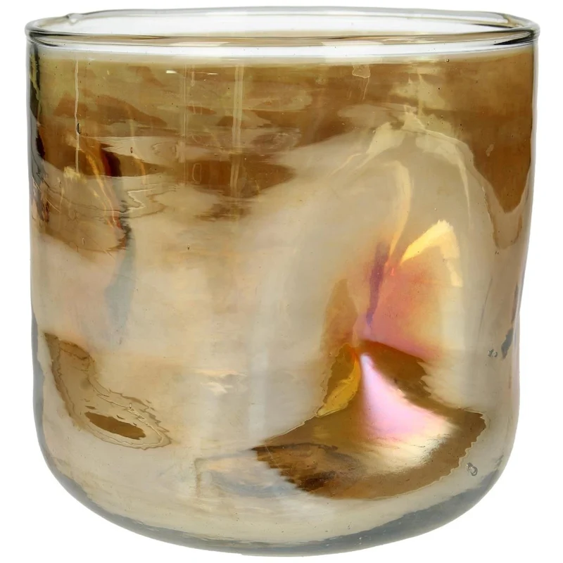 Candle Holder Glass Gold 14x14x14cm