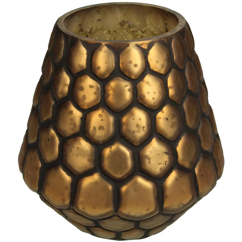 Candle Holder Glass Gold 15x15x15cm
