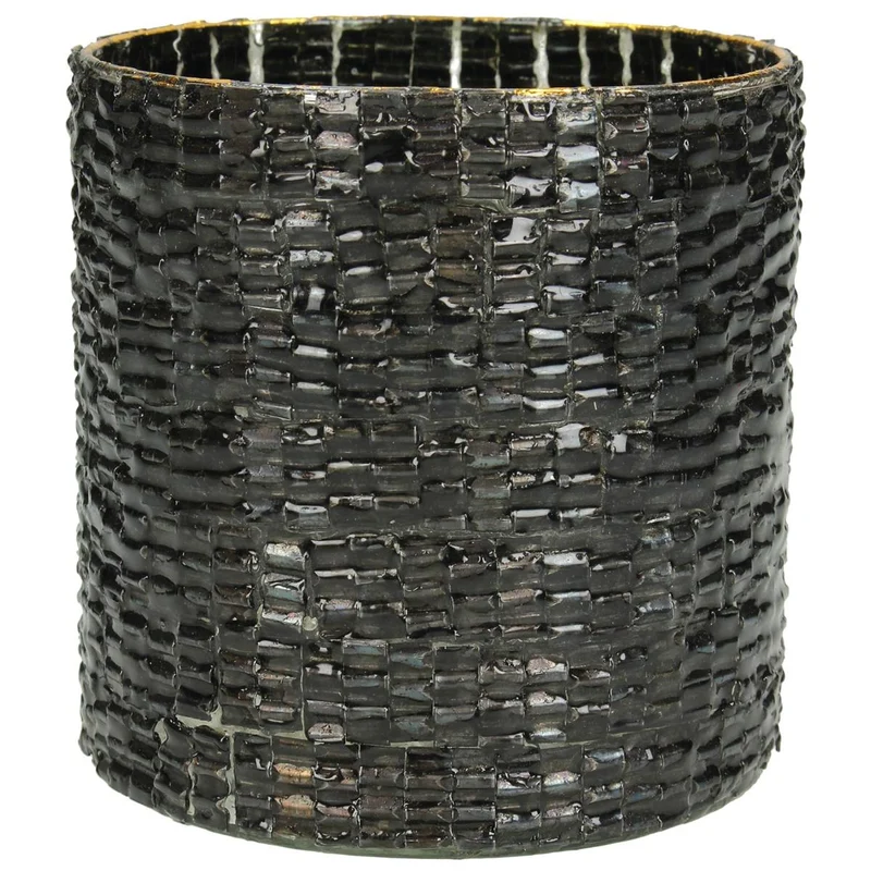 Candle Holder Glass Black 10x10x11cm