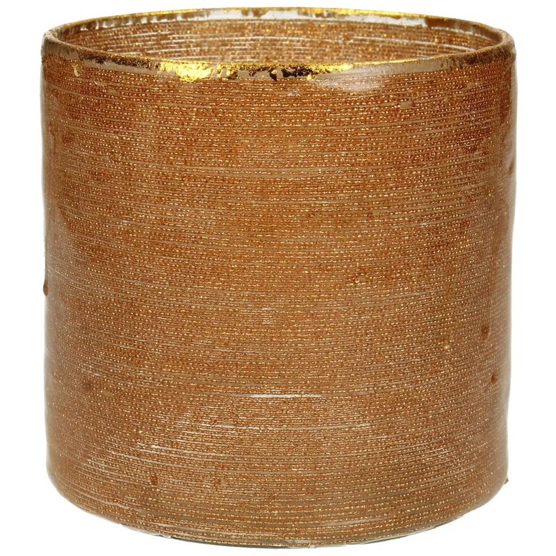 Candle Holder Cord Glass Gold 10x10x10cm