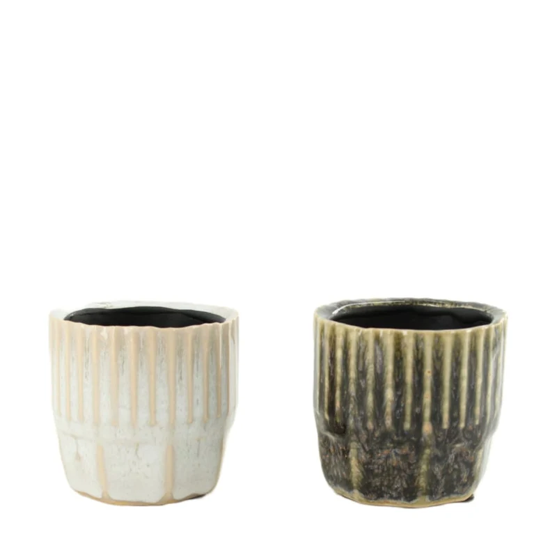 Planter ceramic 7.5x7.5x7cm 2 assorti Black/White