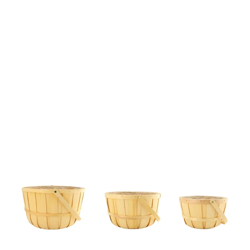 S/3 Basket fir wood with plastic 38x38x26cm FSC 100% Natural