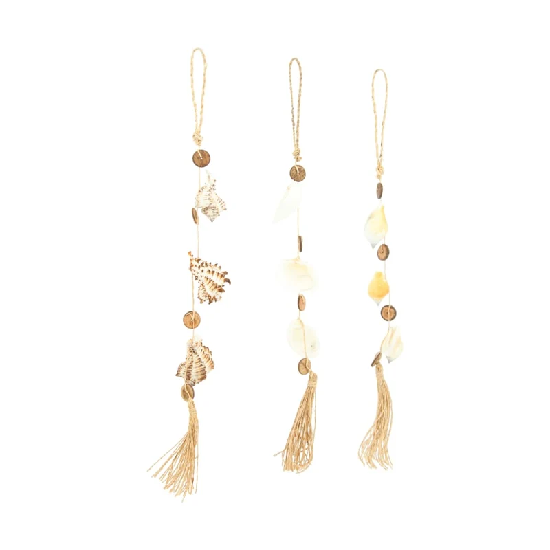 Hanger nature with shells 5x5x38cm 3 assorti Natural