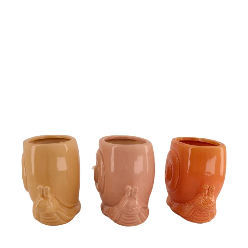 Planter snail ceramic 18.5x10.5x14cm 3 assorti Mixed pink