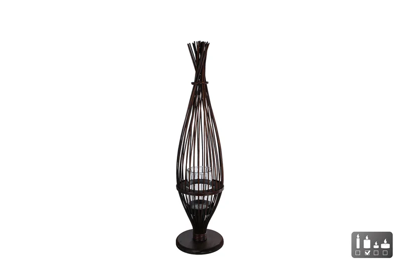 Windlicht "Freek" XL antiek bruin riet 75x18,5x18,5cm