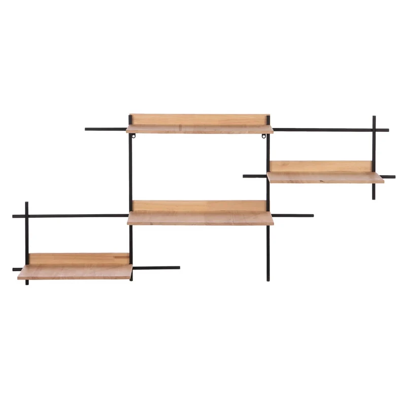 Wall shelf wood / metal 114x16x50cm Black/Natural