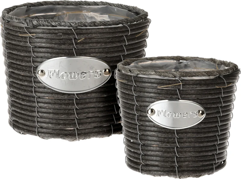 MAND SET VAN 2 ROND D19 H16CM ANTRACIET (PP MATERIAAL)