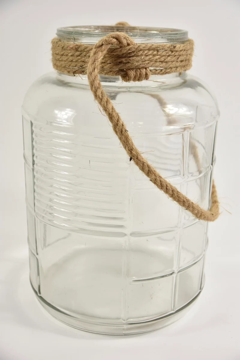 Glasvaas Dublin D25 H38,5cm helder met jute touw