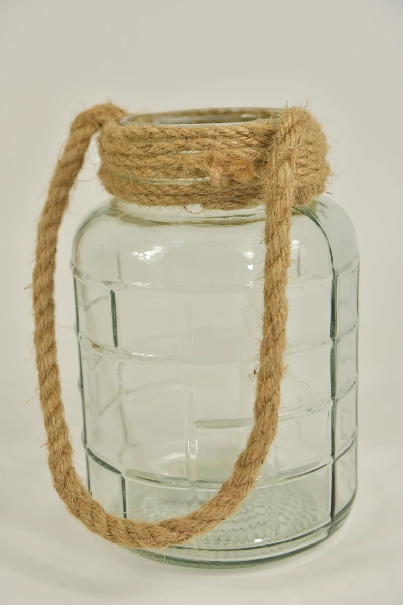 Glasvaas Dublin D14 H20cm helder met jute touw