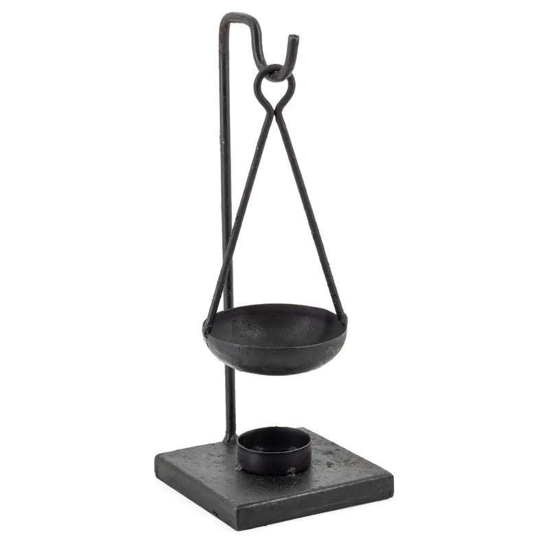 Geurbrander metaal hangend 10x10x27cm zwart