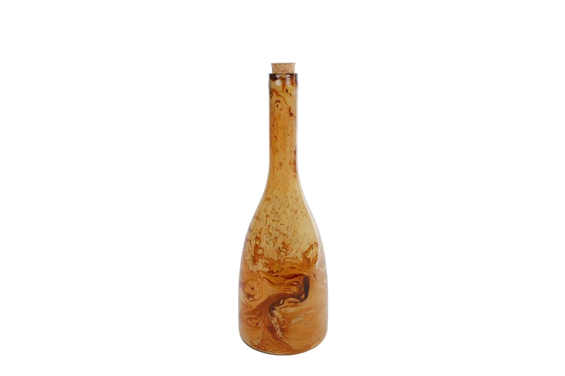 Vaas "Wine" S amber hout structuur glas 10x10x28,5cm