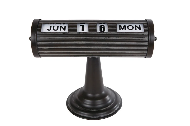 Datumroller "Date" zwart metaal 24,5x12x18,5cm