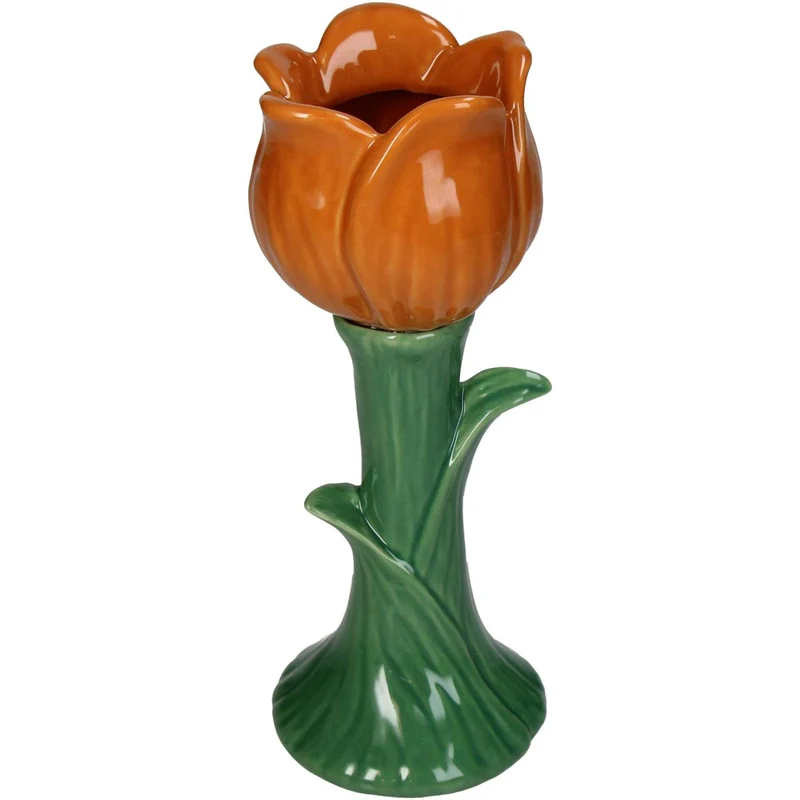 Vase Tulip Fine Earthenware Orange 8.4x8.4x21.3cm