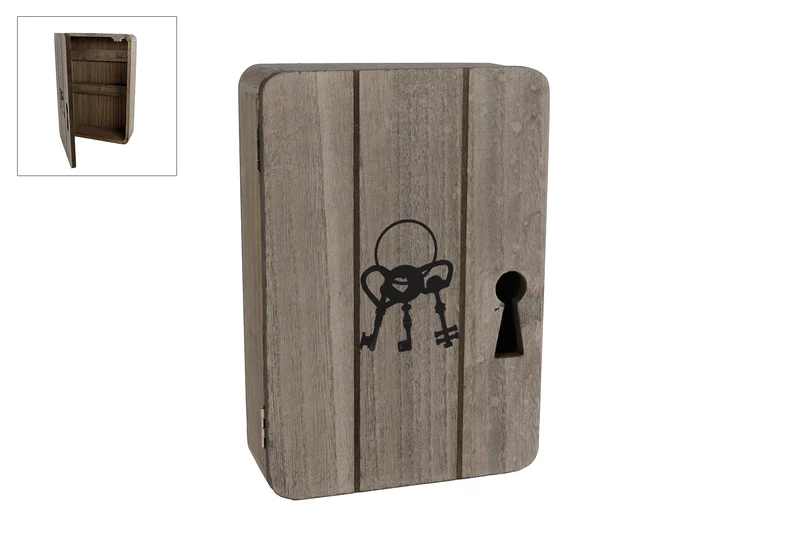 Sleutelkastje "Rick" grijs hout 17x25x6,5cm