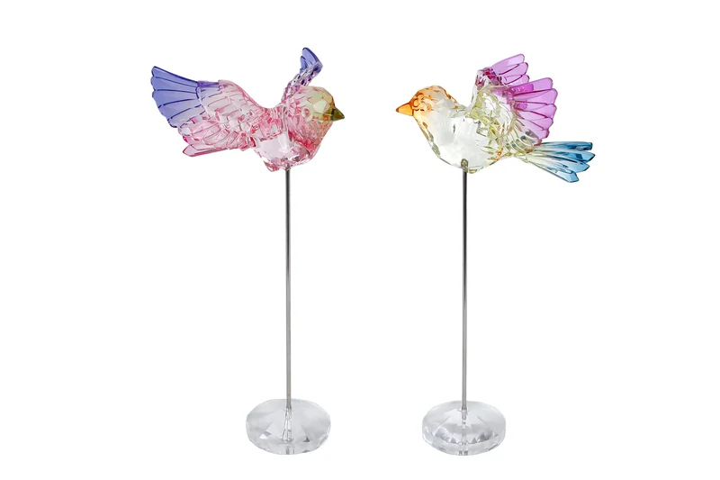 Sculptuur "Koolmees" o/steel multicolor 2 assortie acryl 25x12x12cm