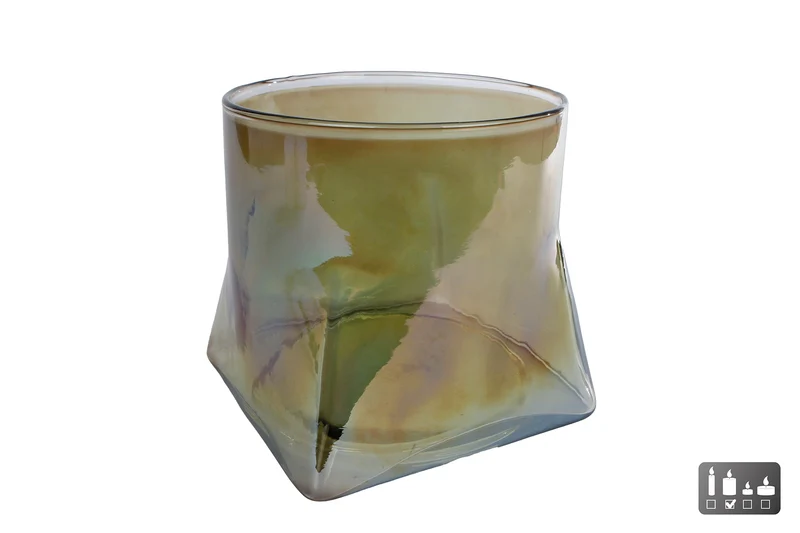 Windlicht "Hurricane" S multicolor groen glas 18x18x17cm