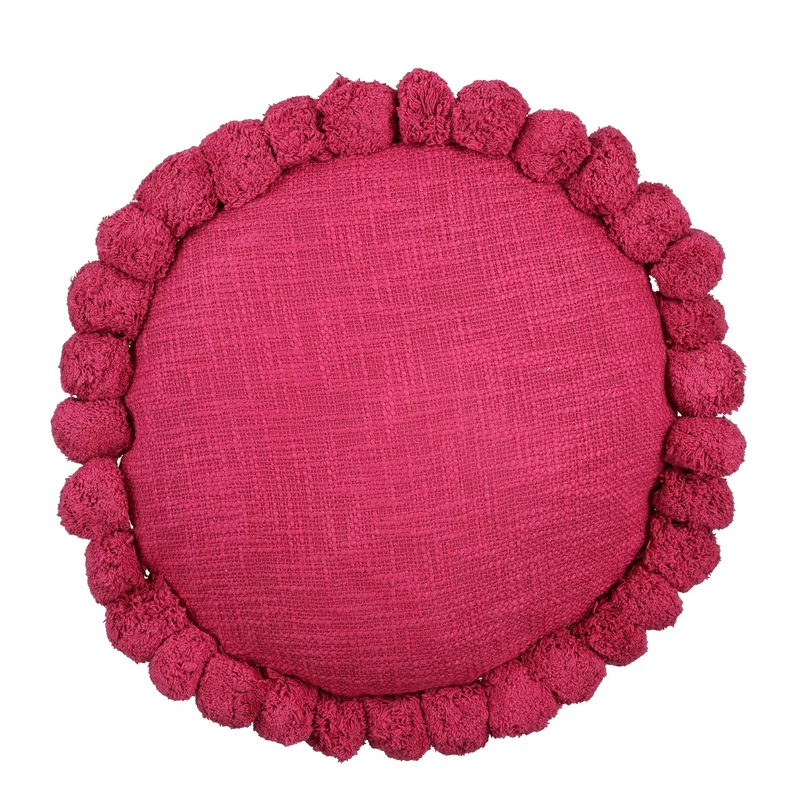 Kussen pom pon fuchsia - h10xd40cm