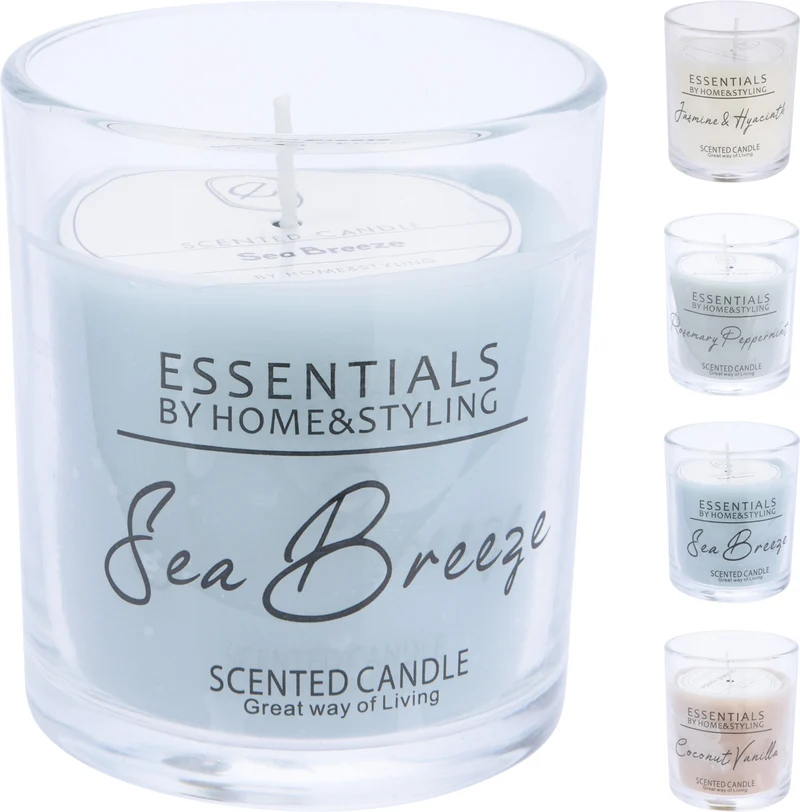 GEURKAARS IN GLAS ''SCENT'' D7 H8CM 4 ASSORTIE