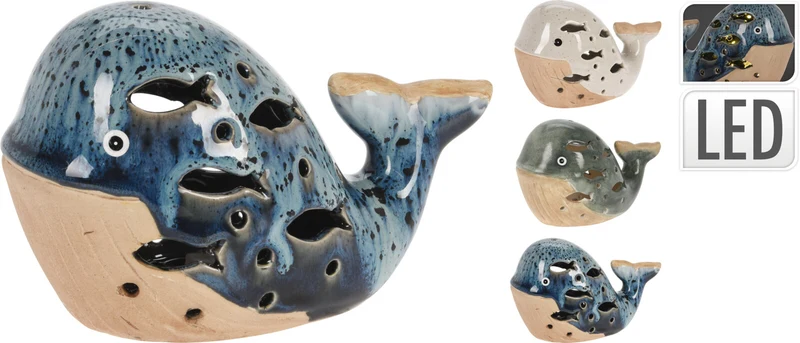 WALVIS PORSELEIN MET LED 16X8X11CM 3 ASSORTIE