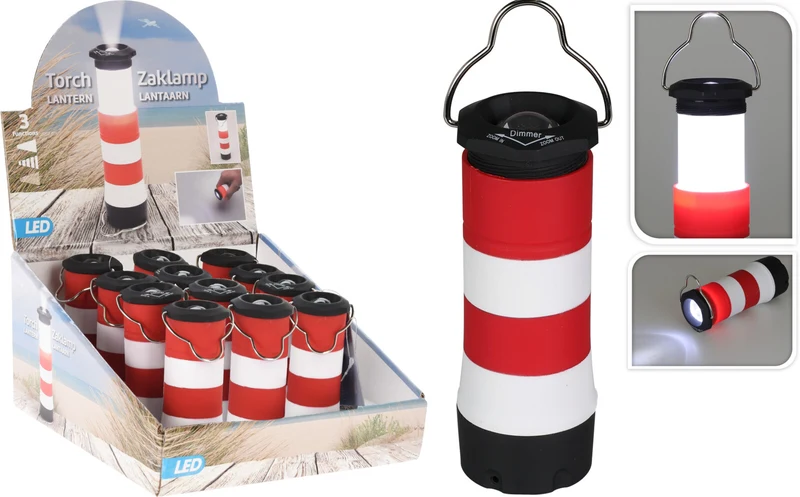 ZAKLAMP VUURTOREN DESIGN D4 H10cm (excl. 3X AAA batt)