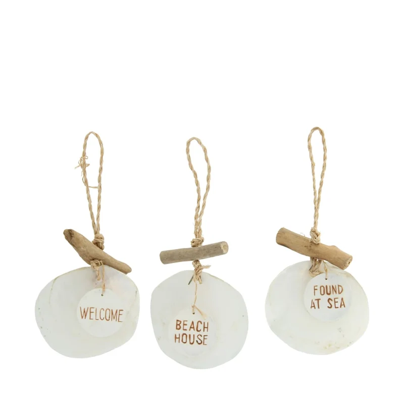Hanger capiz nature 9x16x2cm 3 assorti Natural