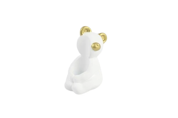 Bear candle holder L.6xW.5xH.8 cm white gold