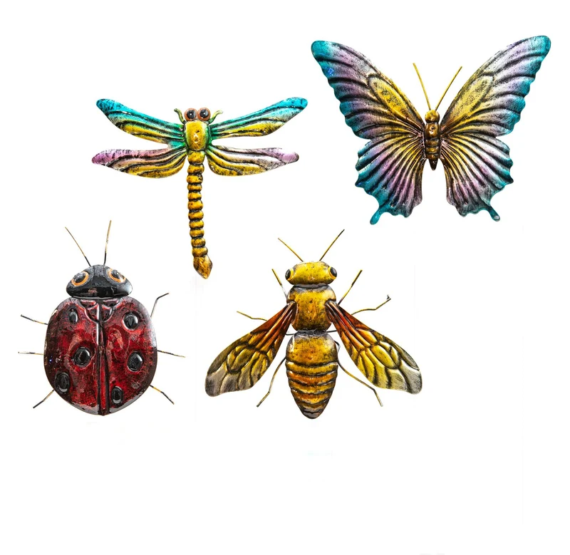 INSECT WANDDECO 15CM 4 ASSORTIE METAAL